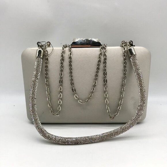 I.N.C. International Concepts Silver Crystal Top Handle Frame Convertible Crossb - Picture 2 of 11